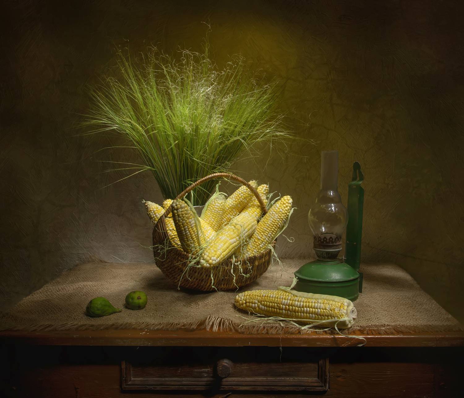 натюрморт, кукуруза, керосинка, Феденкова Татьяна