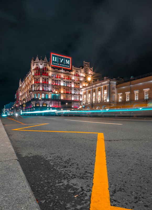 architecture, night, line, building, moscow, russia, urban, city, light, street Московская ночь фото превью