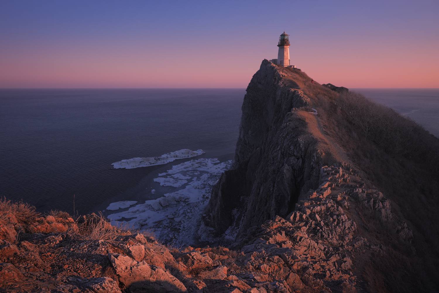 пейзаж, маяк, приморье, закат, море, Андрей