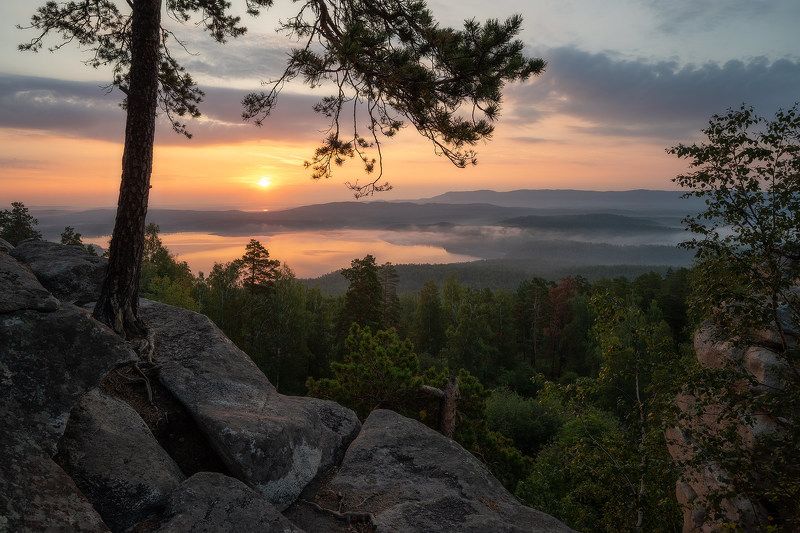 рассвет, утро, пейзаж, лето, озеро, скалы, аракуль, шиханы Тишина рассвета фото превью