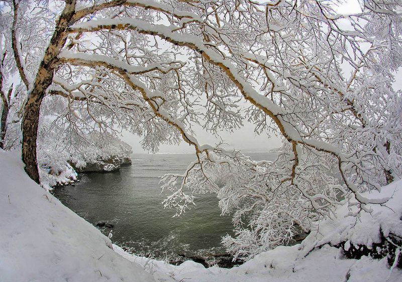 татарский пролив, дальний восток, fisheye Апрельский снег фото превью