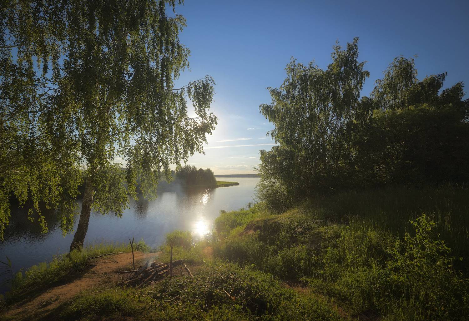 речка, солнце, стоянка, костёр, Сергей Аникин