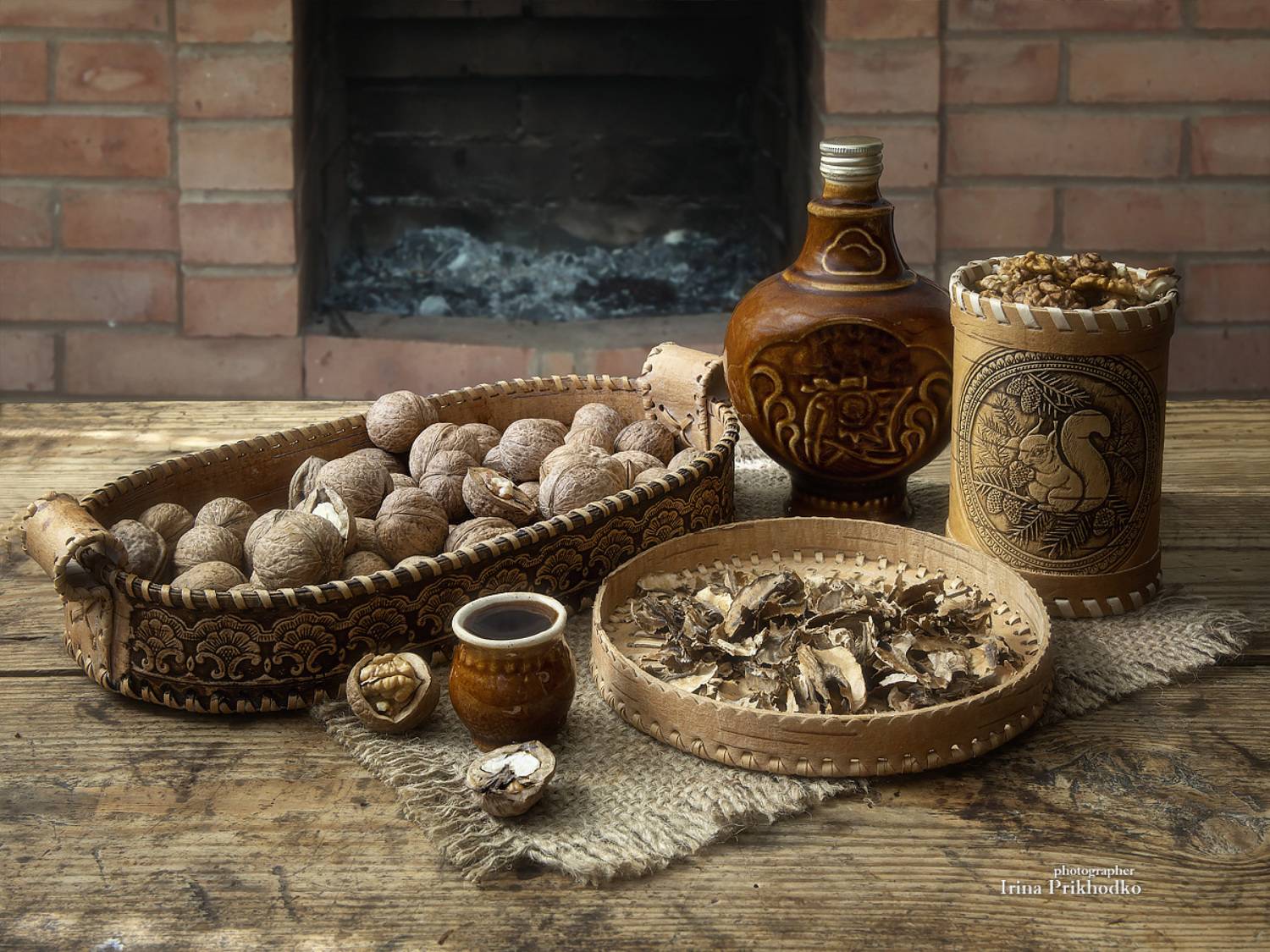 натюрморт, деревенский, орехи, Приходько Ирина