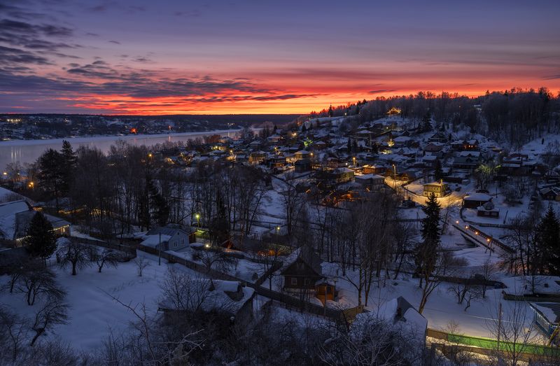плёс, соборная гора, утро, рассвет, ивановская область Холодный рассвет фото превью