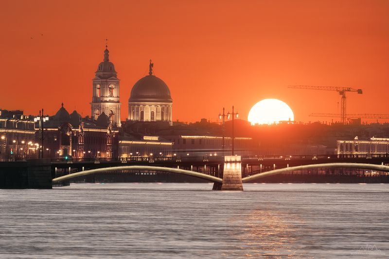 Закат у Биржевого моста фото превью