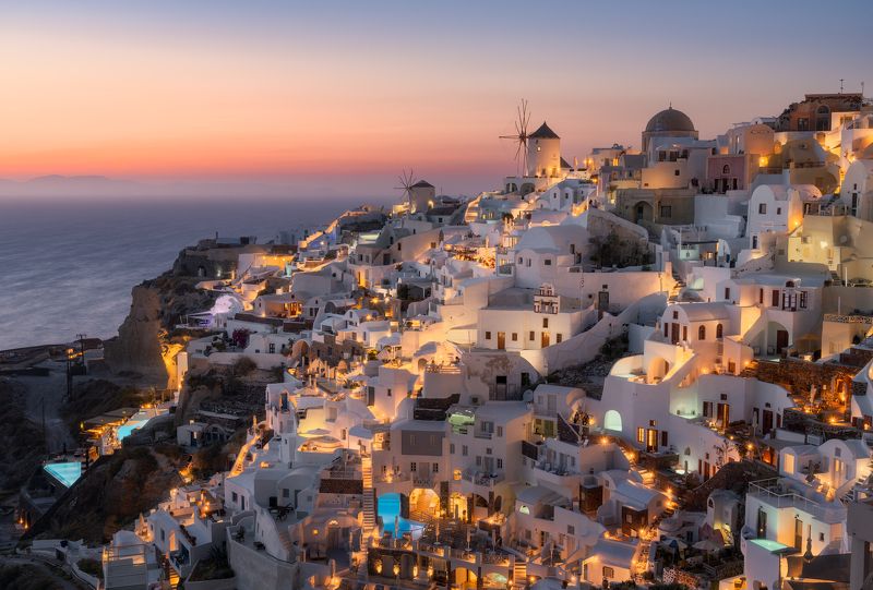 греция, ия, оя, тира, санторини, киклады, закат, рассвет, вечер, утро, горы, холмы, скалы, море, остров, greece, sunset, sunrise, evening, morning, rock, rocks, hills, thira, fira, tira, oia, santorini, island Вечерний Ия / Evening in Oia фото превью