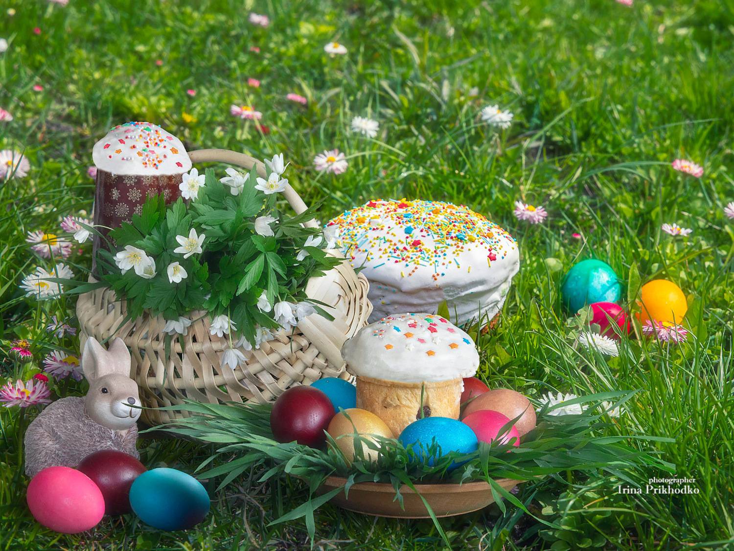 натюрморт, поздравительная открытка, Пасха, лужайка, Приходько Ирина