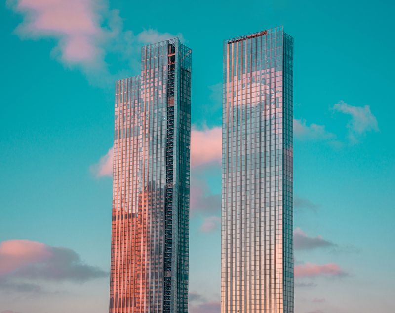 architecture, evening, line, building, moscow, russia, urban, city, light, street Нежный вечер фото превью