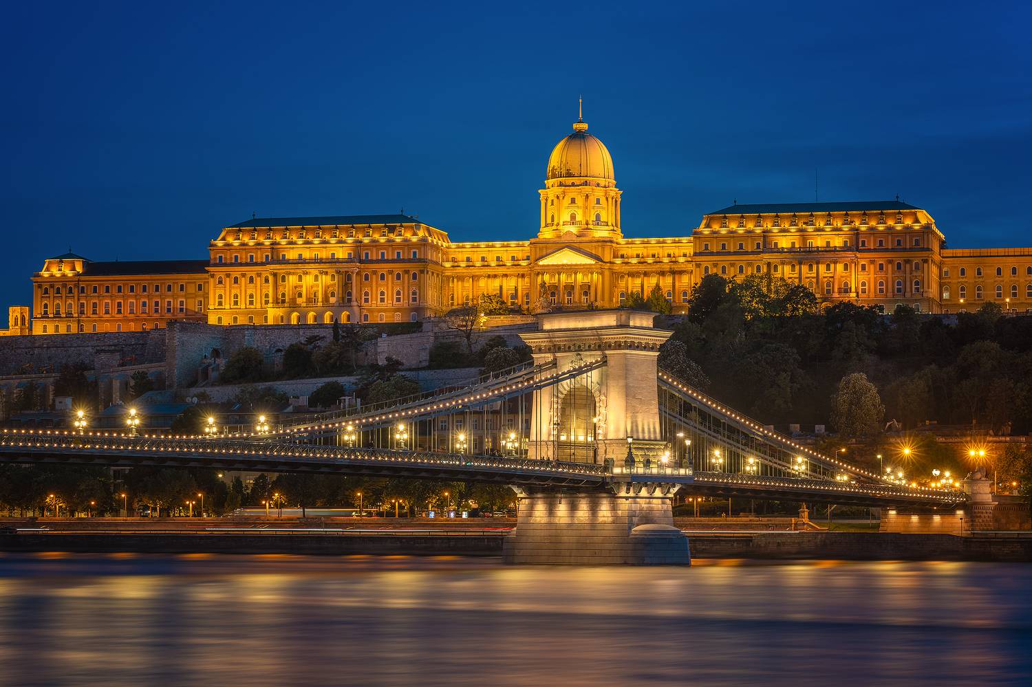 budapest, city, bridge, water, danube, lights, night, sky, Patrick