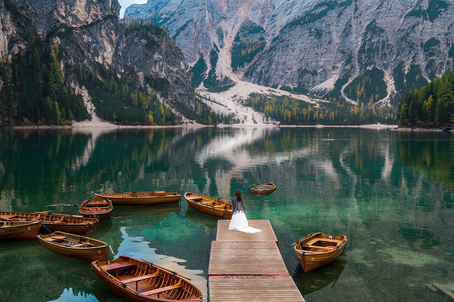 Италия, Доломиты,озеро, Брайес,лодки, пейзаж, Лариса Дука
