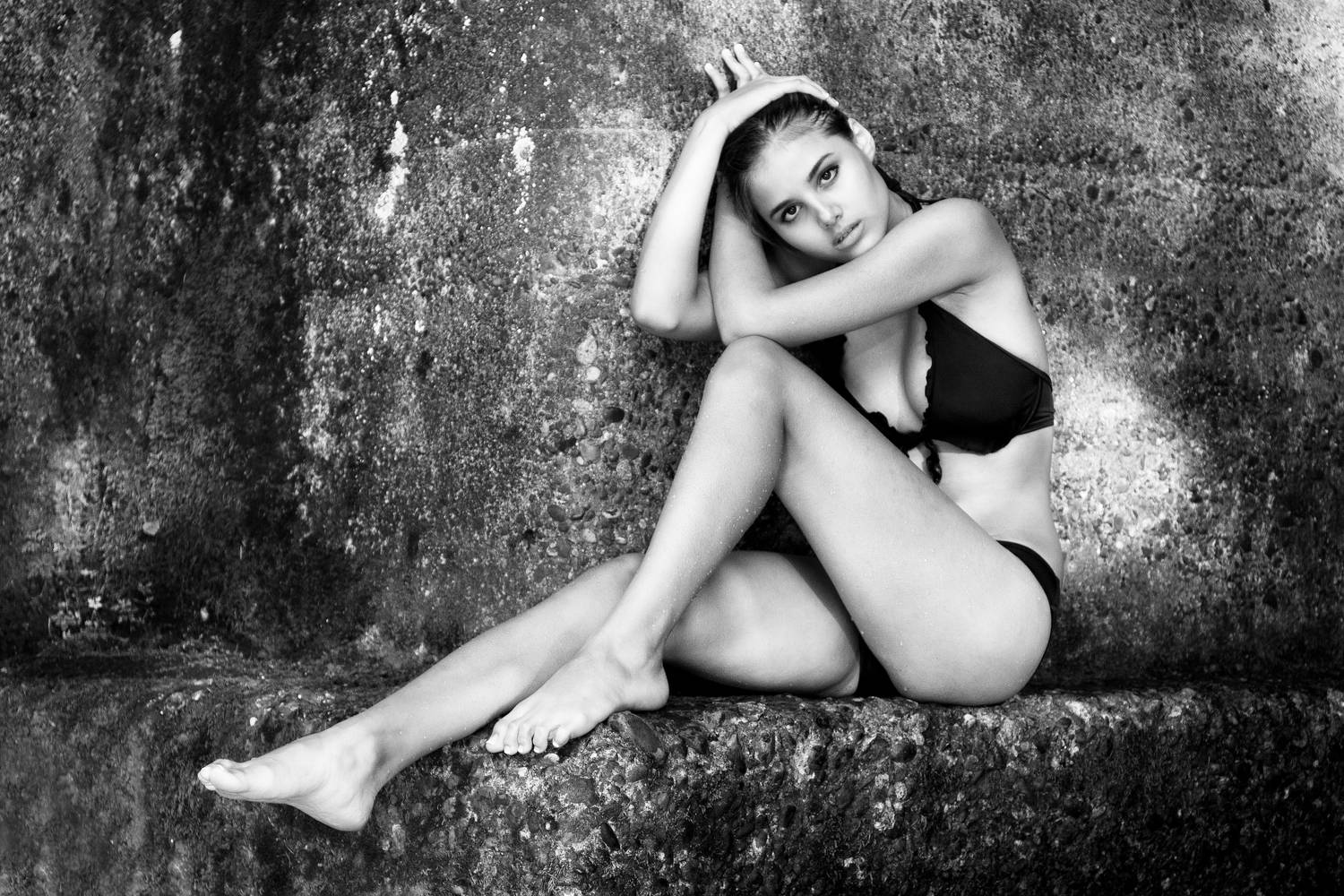 monochrome, bikini, model, glamour, Fast Photography