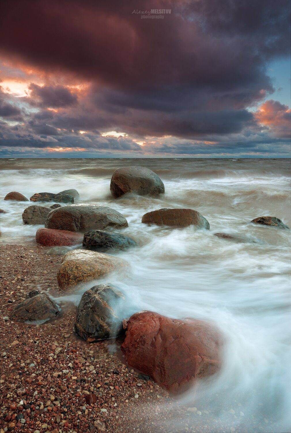 16-35 4 baltic sea beach beautiful clouds d800 green landscape latvia latvija light long exposure melsitov nikon orange red rigas licis shoreline singh-ray sky stones summer sunrise sunset water , Алексей Мельситов