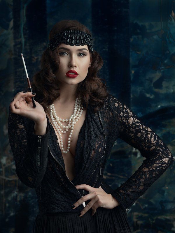 cigarette, guipure, studio, femme fatale, beauty, guipure фото превью