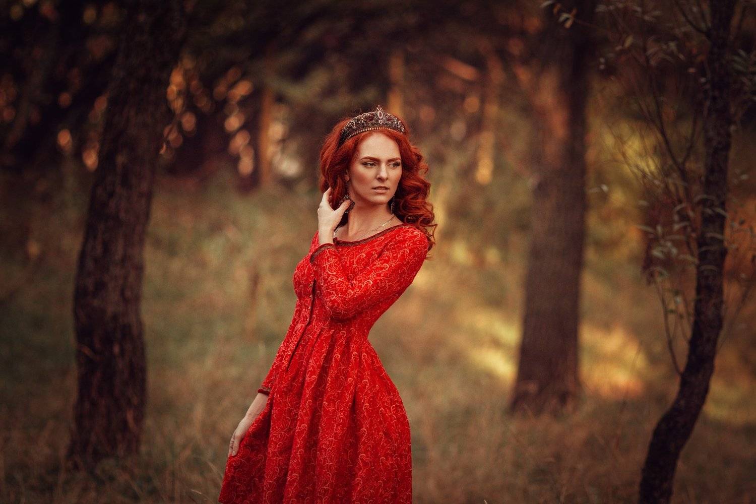 портрет, модель, осень, красный, природа, прическа, фотография, Liliya Nazarova