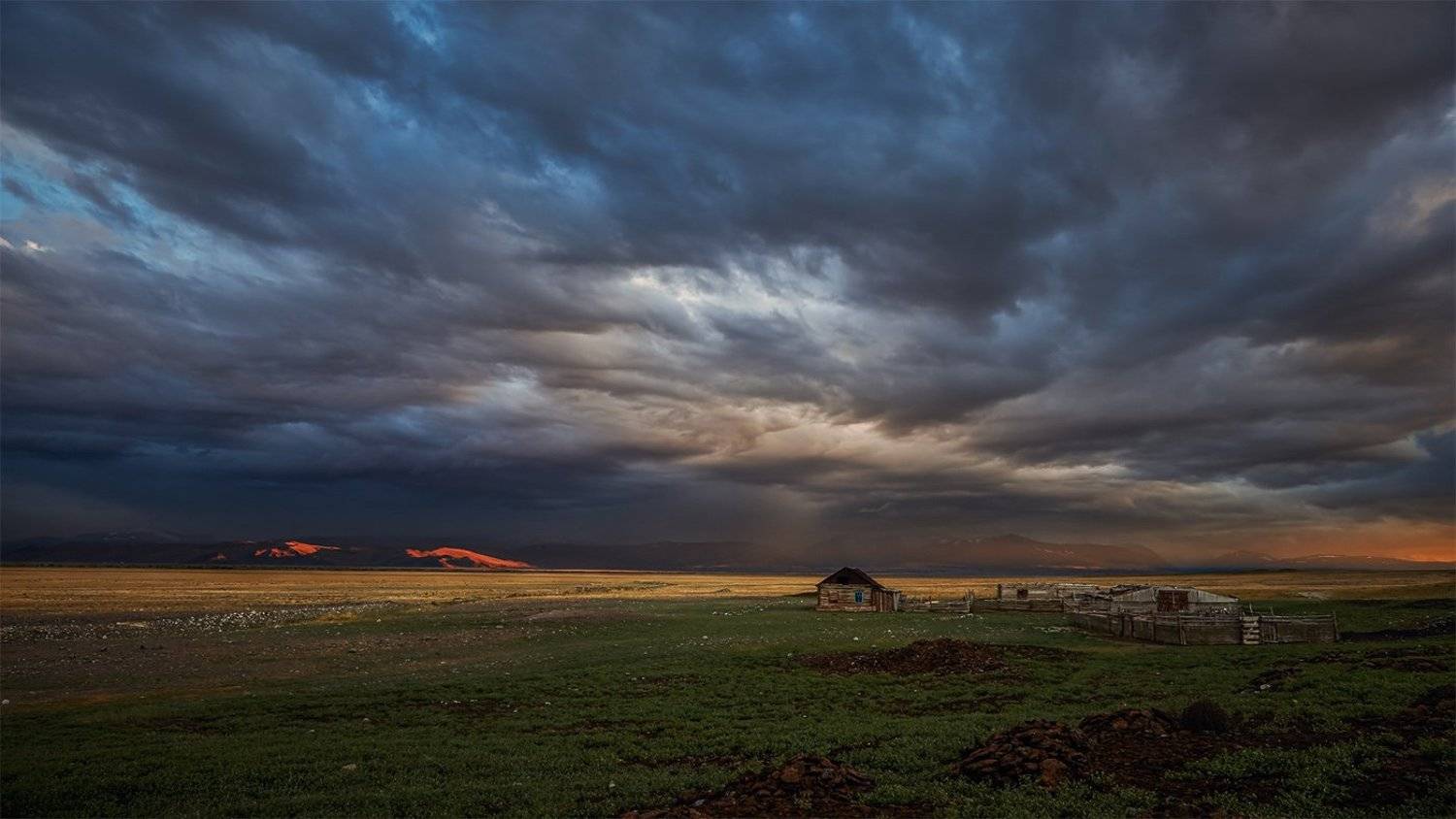 алтай, чуйская котловина, зимовье, закат, alos