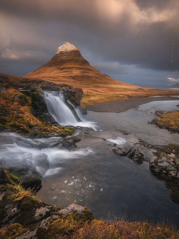 iceland, landscape, sunset, waterfall, mountains, rocks, longexpo Best place on Earth фото превью