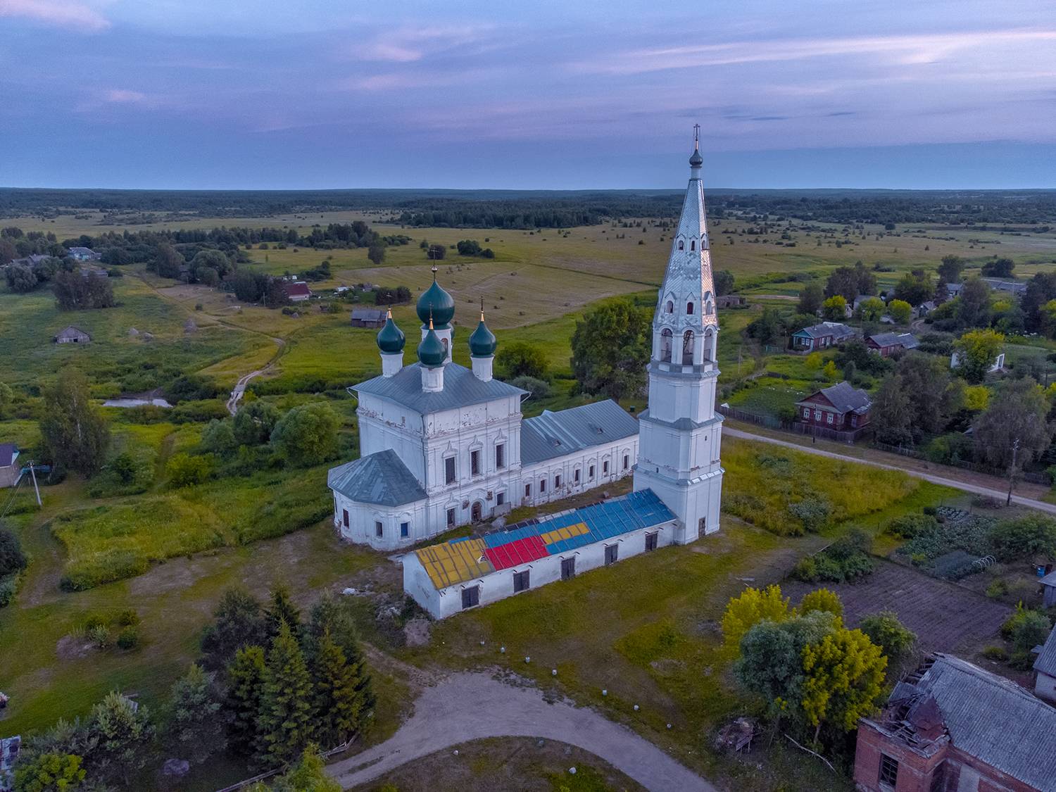 Россия, Осенево, церковь, деревня,аэросъемка, Лариса Дука