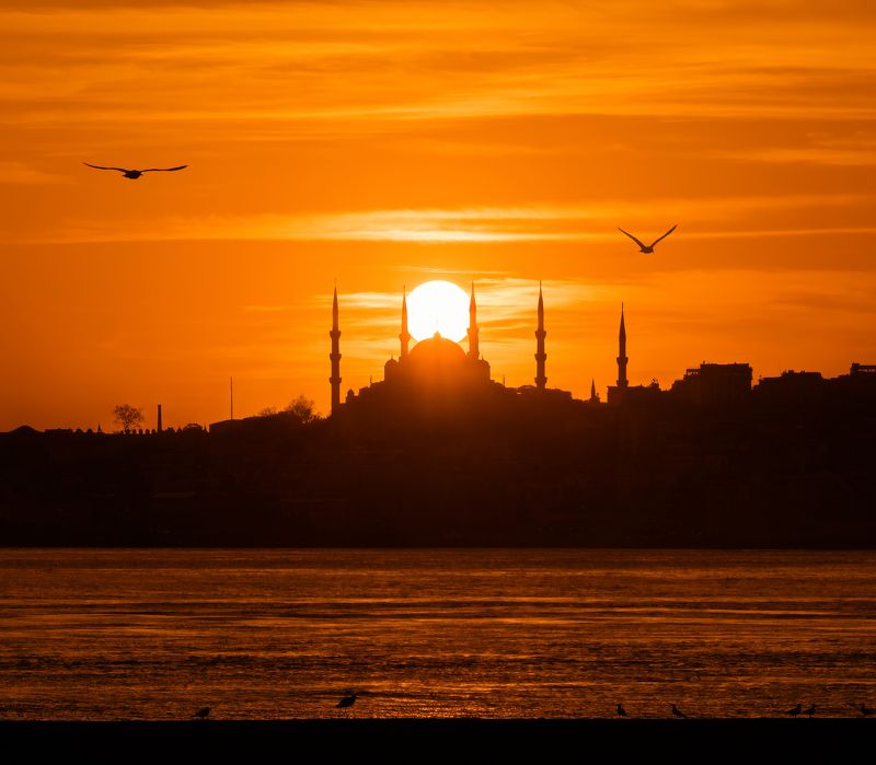 mosque, istanbul, turkey, sunset, architecture, orange, sun, sky Istanbul фото превью