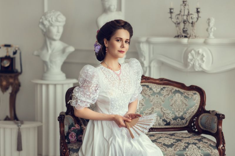 винтаж, портрет, женский портрет, ретро, фотостудия, девушка, студийное фото, естесственный свет  фото превью