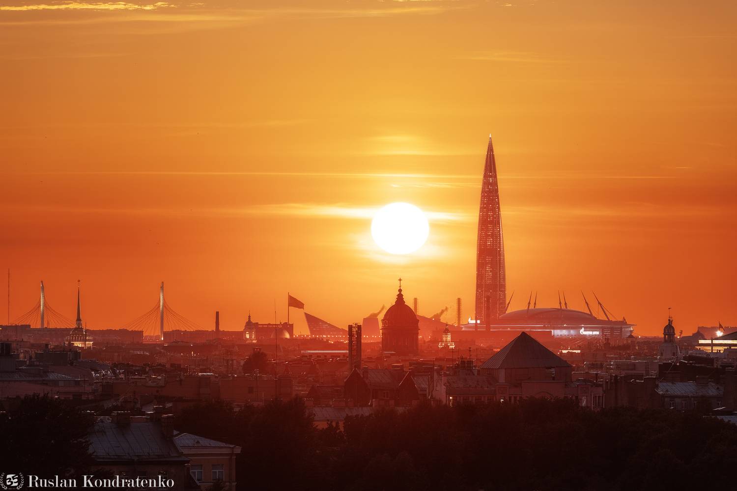 санкт-петербург, закат, лахта-центр, лахта, небоскреб, прострел, зенит арена, газпром арена, казанский собор, композитная фотография, time blending, Кондратенко Руслан
