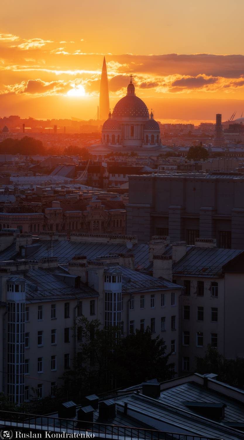 санкт-петербург, закат, троицкий собор, лахта-центр, лахта, небоскреб, прострел, Кондратенко Руслан