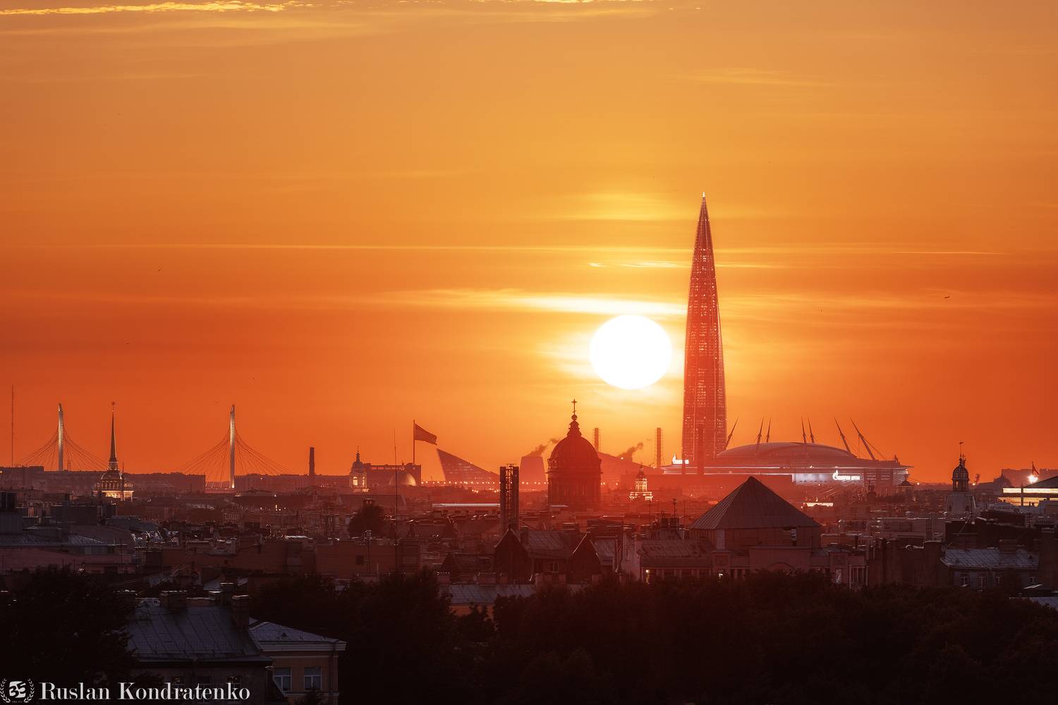 санкт-петербург, закат, лахта-центр, лахта, небоскреб, прострел, зенит арена, газпром арена, казанский собор, композитная фотография, time blending, Кондратенко Руслан