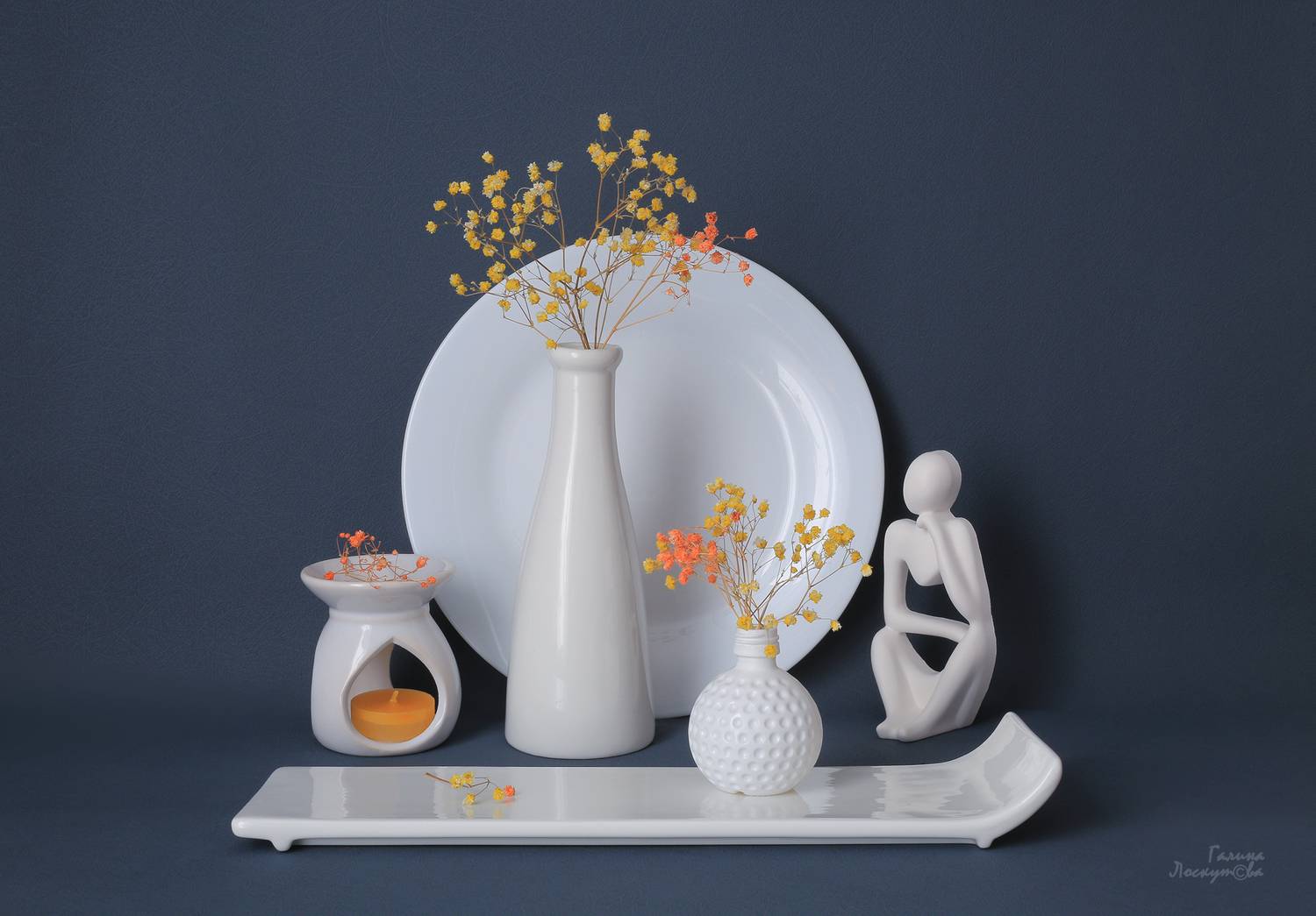 Белая посуда, ваза, фигурка, дзен, свеча, тарелка, Галина Лоскутова