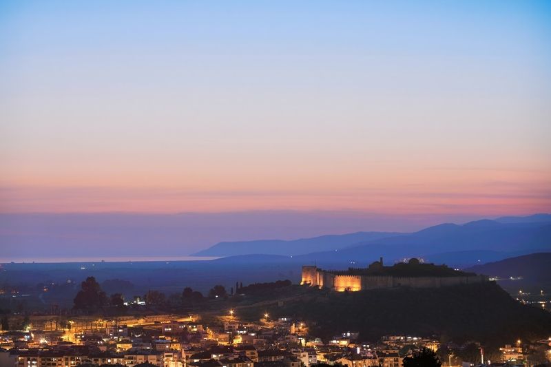 landscape, castle, sunset, cityscape, пейзаж, городскопейзаж, закат, вечер, архитектура, крепость Castle on Sunset фото превью