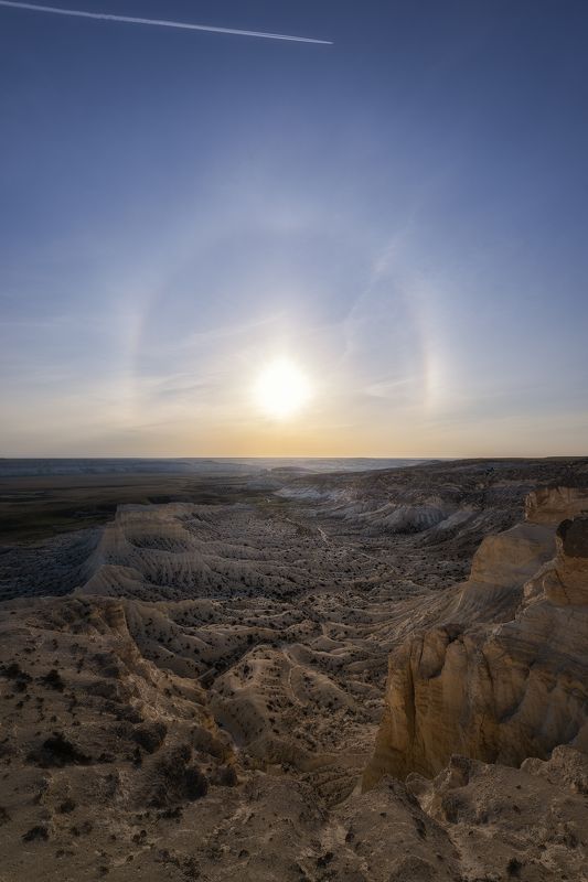 Казахстан, Мангистау, каньон, Шакпактысай, вечер, солнце, СергейАлтушкин, гало, солнце Каньон Шакпактысай фото превью