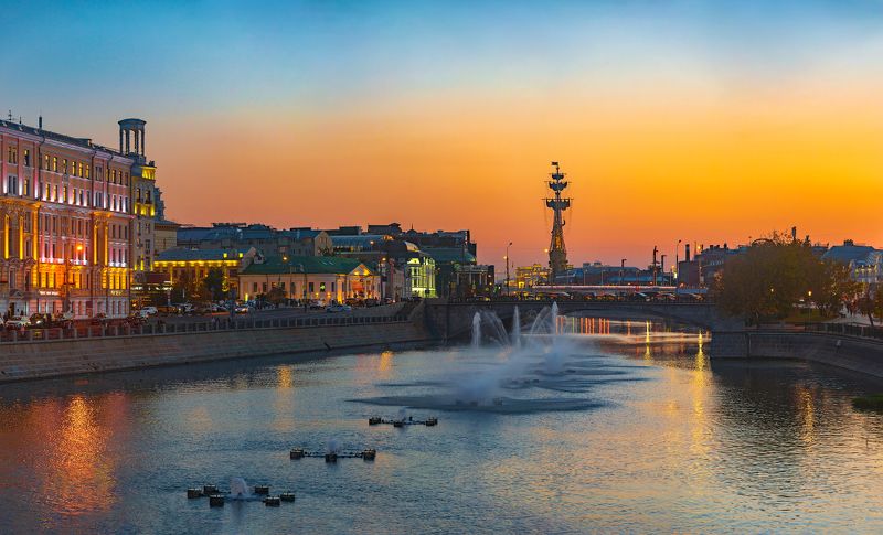 вечер закат сумерки город москва малый каменный мост *** фото превью