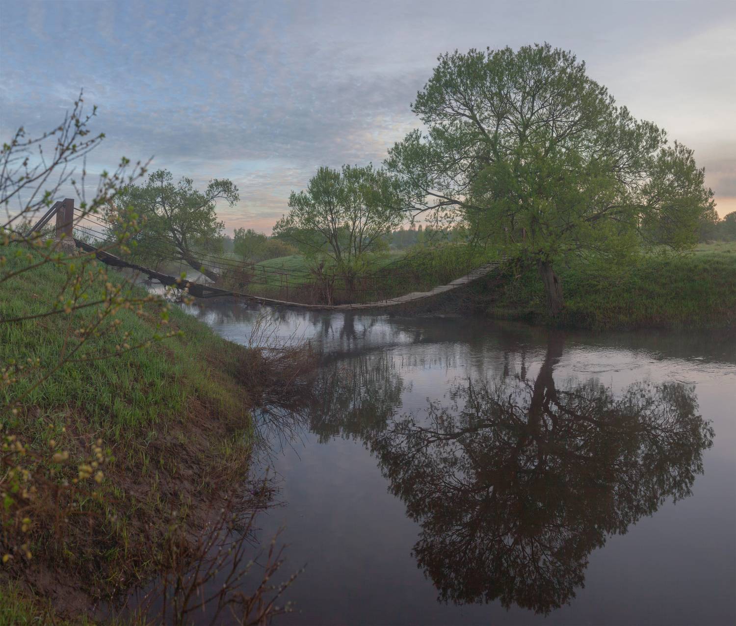 утро, весна, река , мостик, Свистков Александр