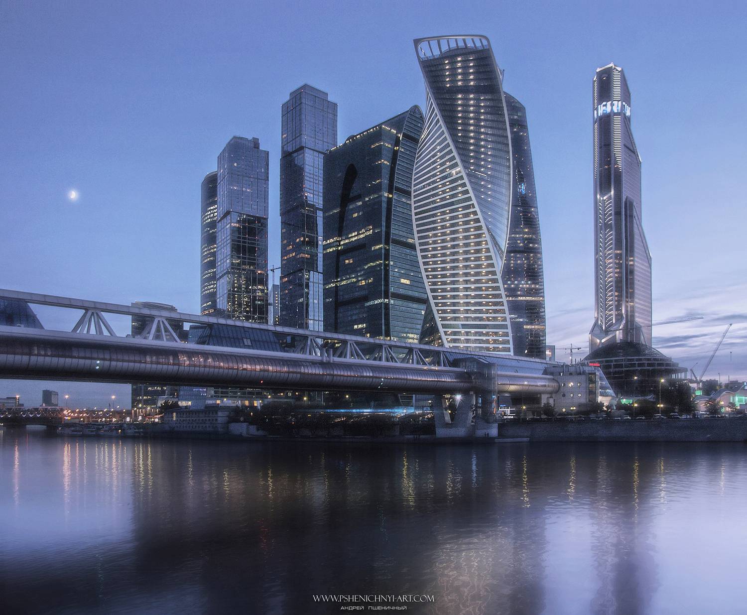 архитектура, москва, мост, москва-сити, россия, отражение, ночь, ночной город, ночные огни, Пшеничный Андрей