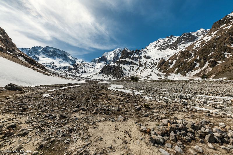 адыр-су, уллу-тау, долина, река, вершины, снег, ледник, ледопад, весна, апрель, верба, кроны, приэльбрусье, кабардино-балкария Весенняя прогулка по Адыр-Су фото превью