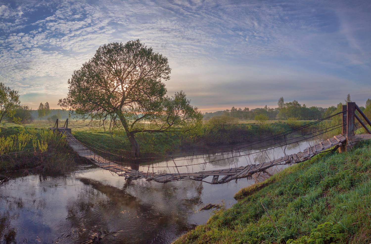 река, мостик, весна, рассвет, Свистков Александр
