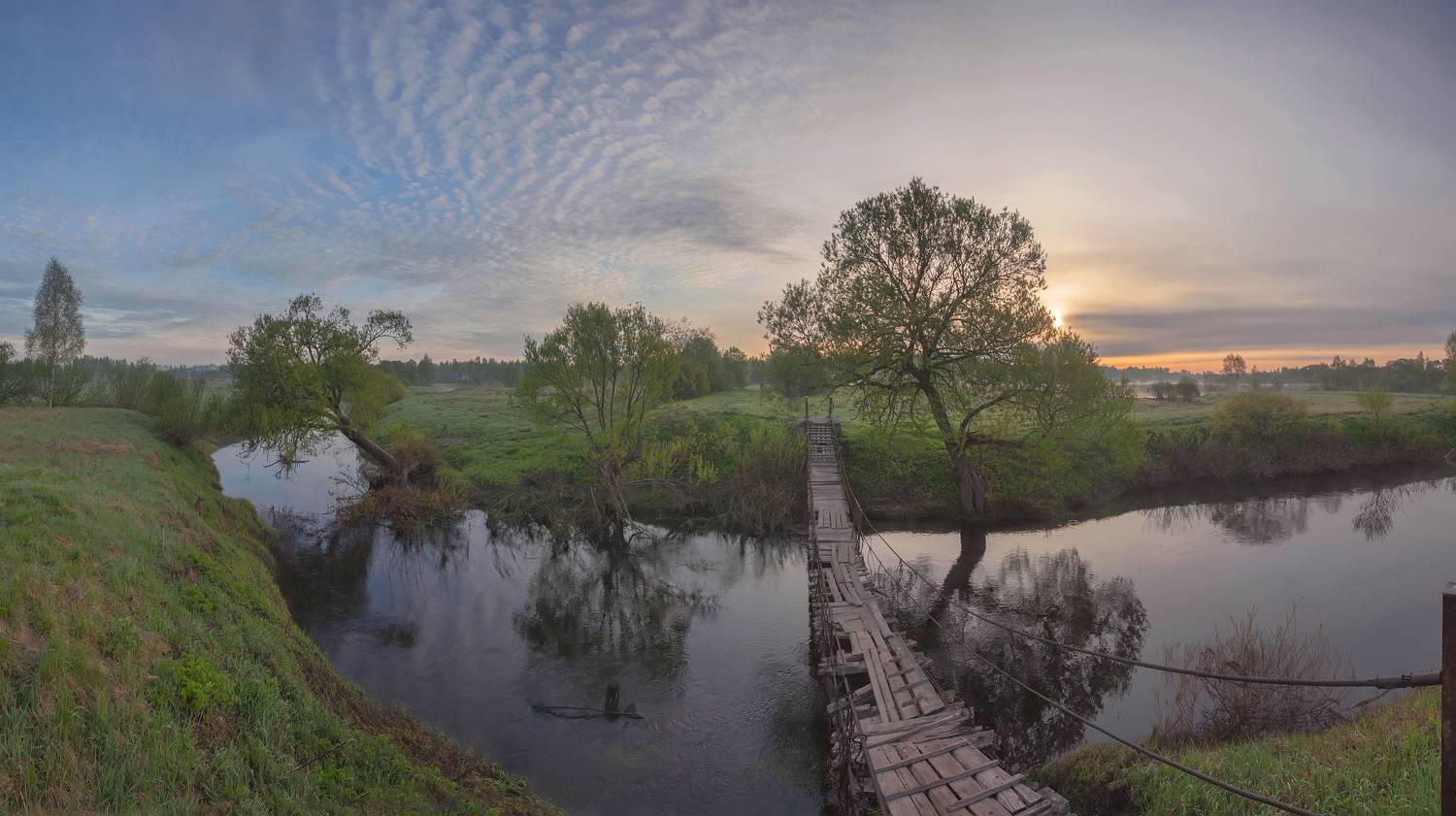 рассвет, река, мостик, весна, Свистков Александр