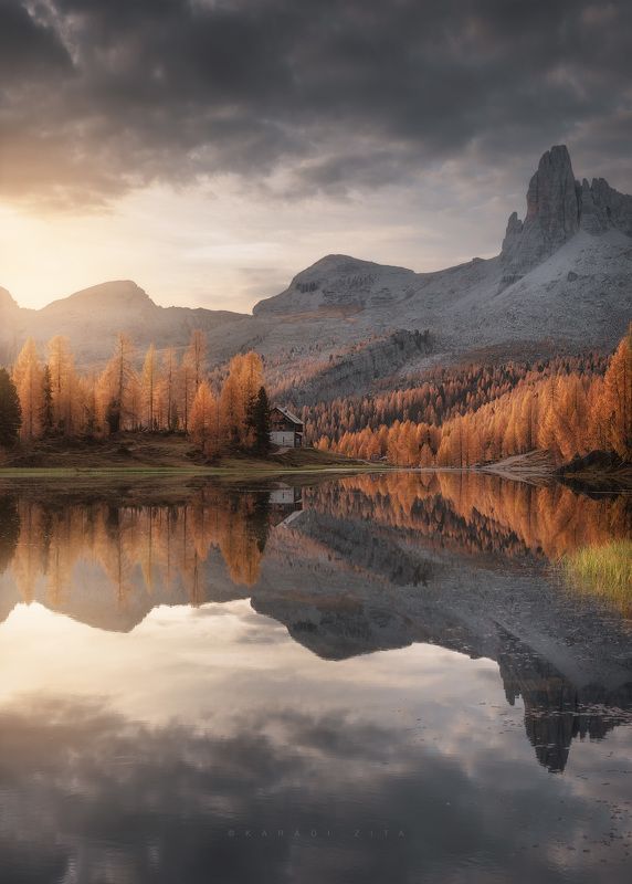 dolomiti, dolomites, sunrise, landscape, sky, sun, mountains, reflections First lights at the perfect reflections фото превью
