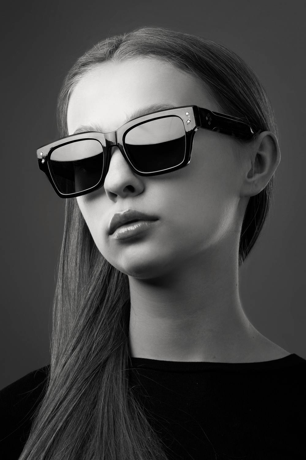 девушка, портрет, очки, чб, Дёгтев Евгений