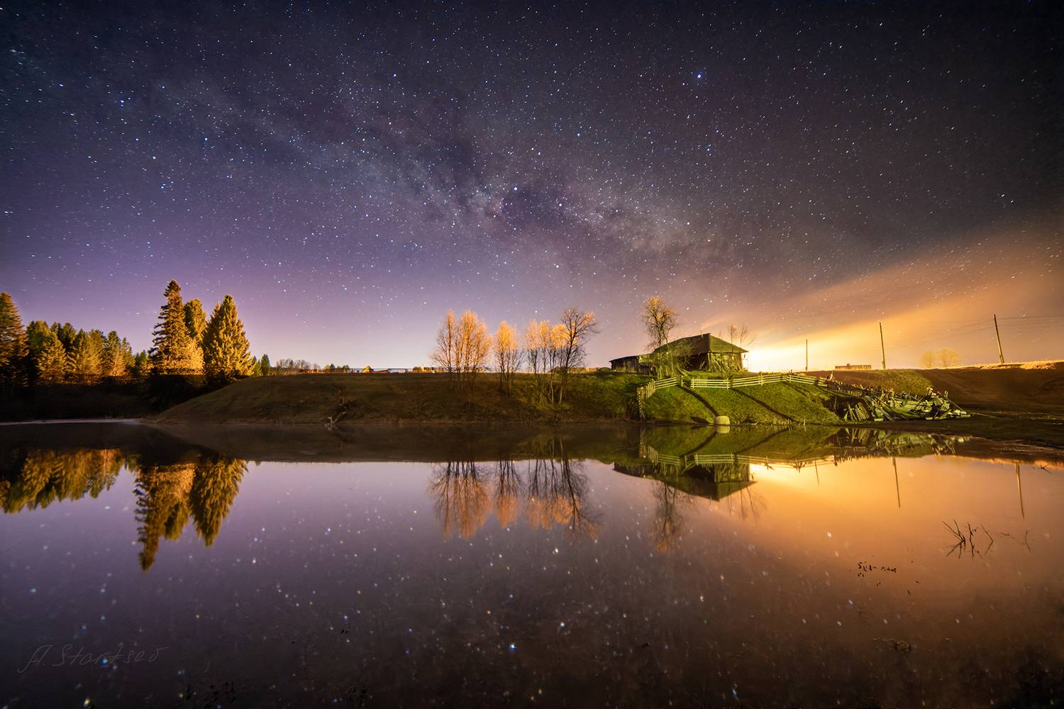 ночь, звезды, небо, млечный путь, Старцев Андрей