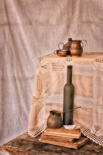 Composition with Copper Coffee Set