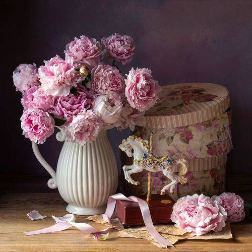 Peonies and Music Box