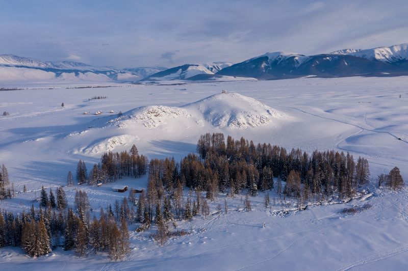 алтай, зима, горы, курайская степь, altay, winter, mountains  фото превью