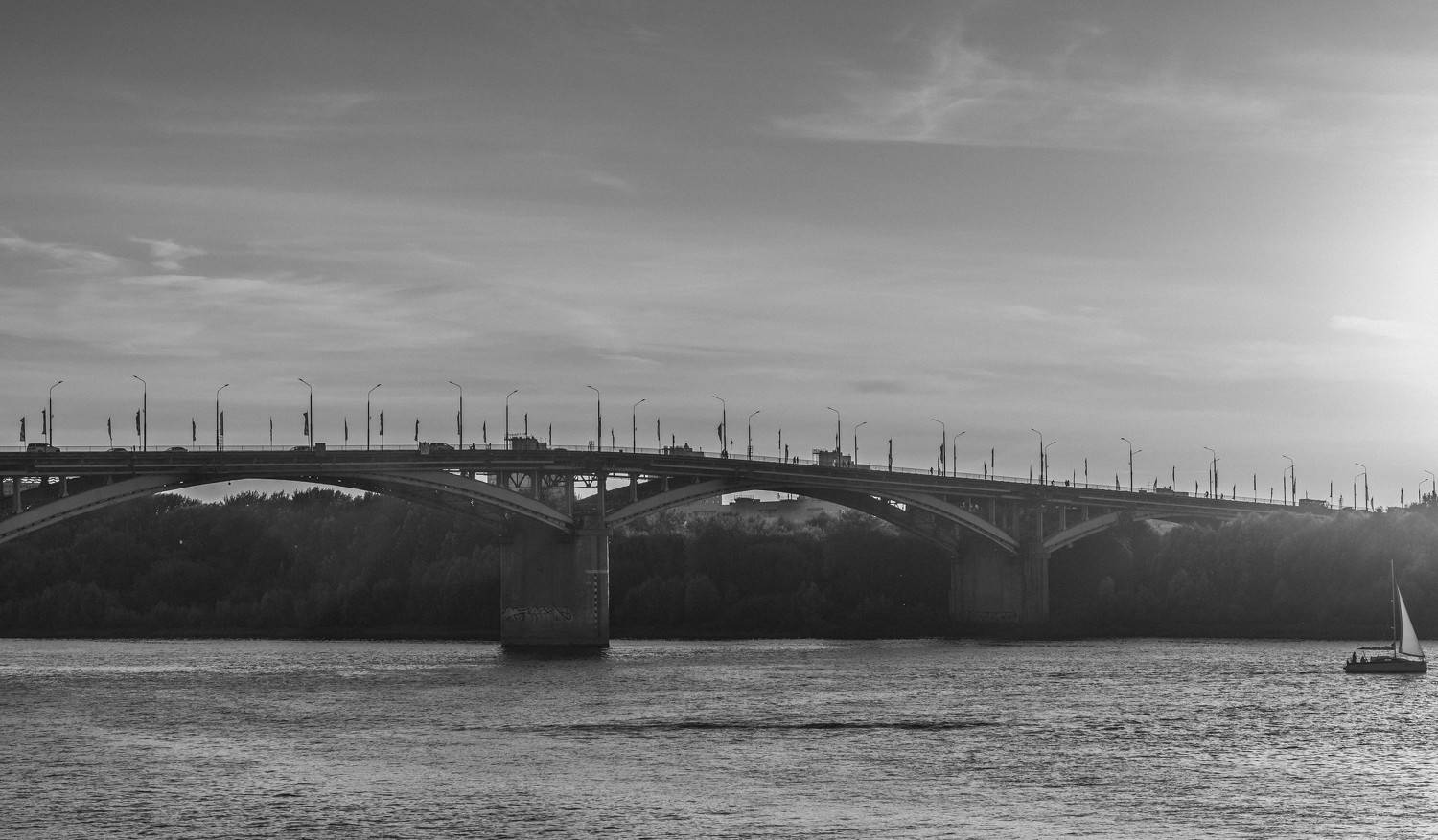 город. мост. река, архитектура, city, bridge, architecture, river, sunset, bw, чёрно-белок фото, чб, Васильев Владимир