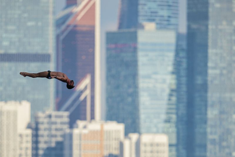 хай-дайвинг, спорт, прыжки в воду, человек, полет, москва-сити  фото превью