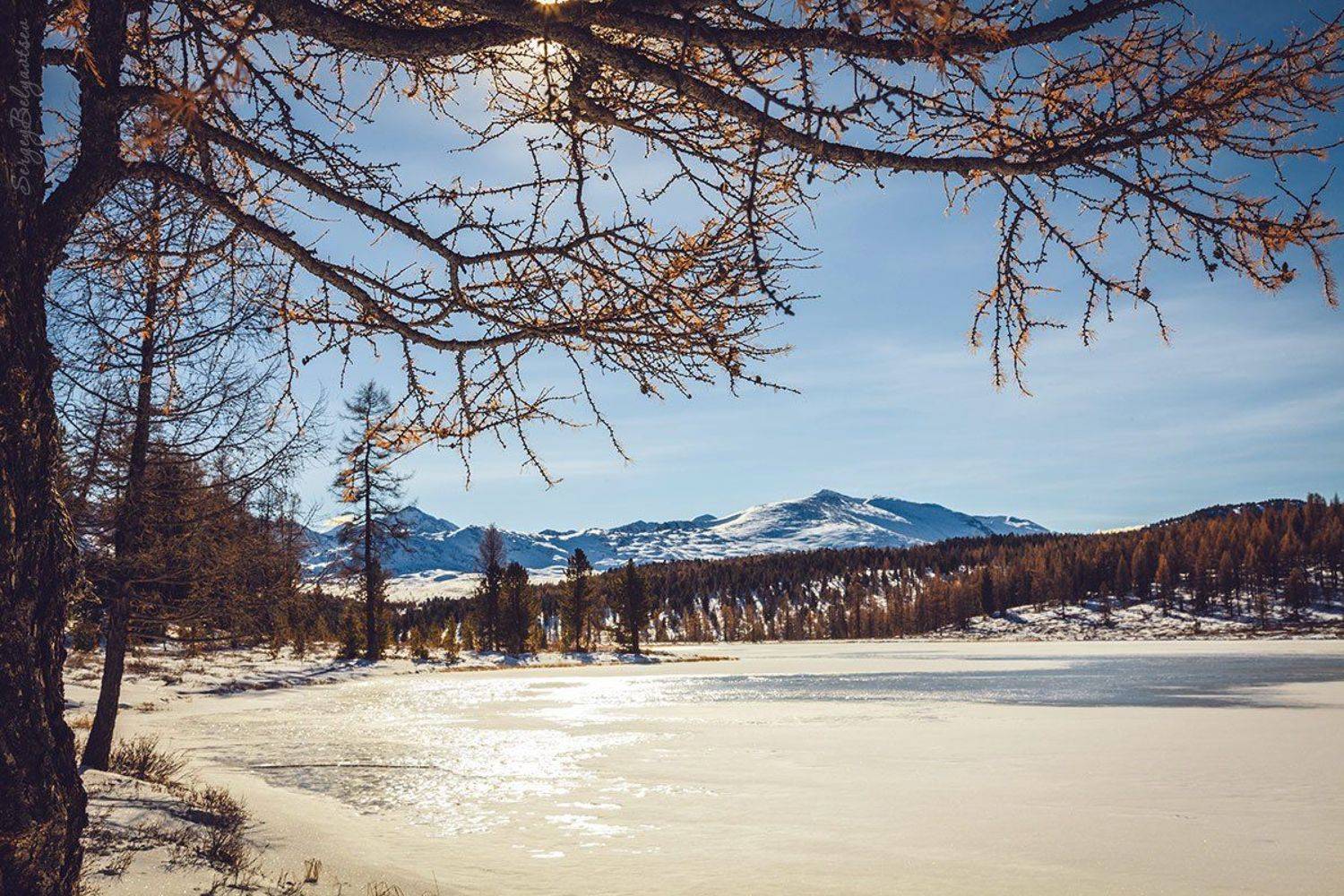 горный, алтай, улаганские, перевал, озеро, киделю, зима, снег, горы, вершины, лёд, Сергей Белявцев