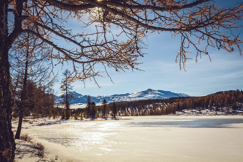 горный, алтай, улаганские, перевал, озеро, киделю, зима, снег, горы, вершины, лёд Киделю фото превью