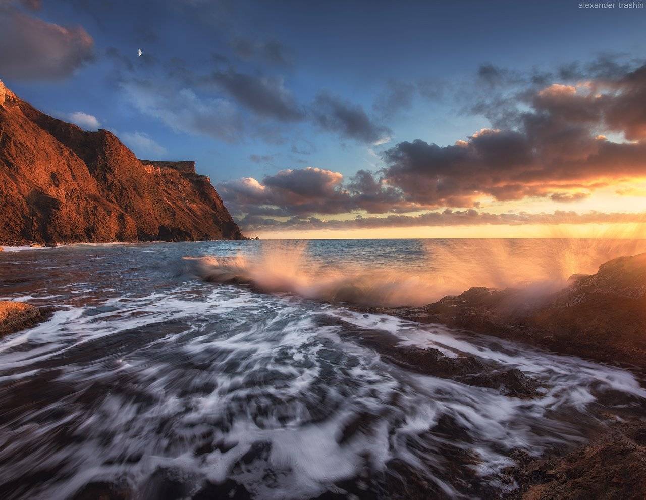закат, крым, морской пейзаж, фиолент, черное море, Александр Трашин
