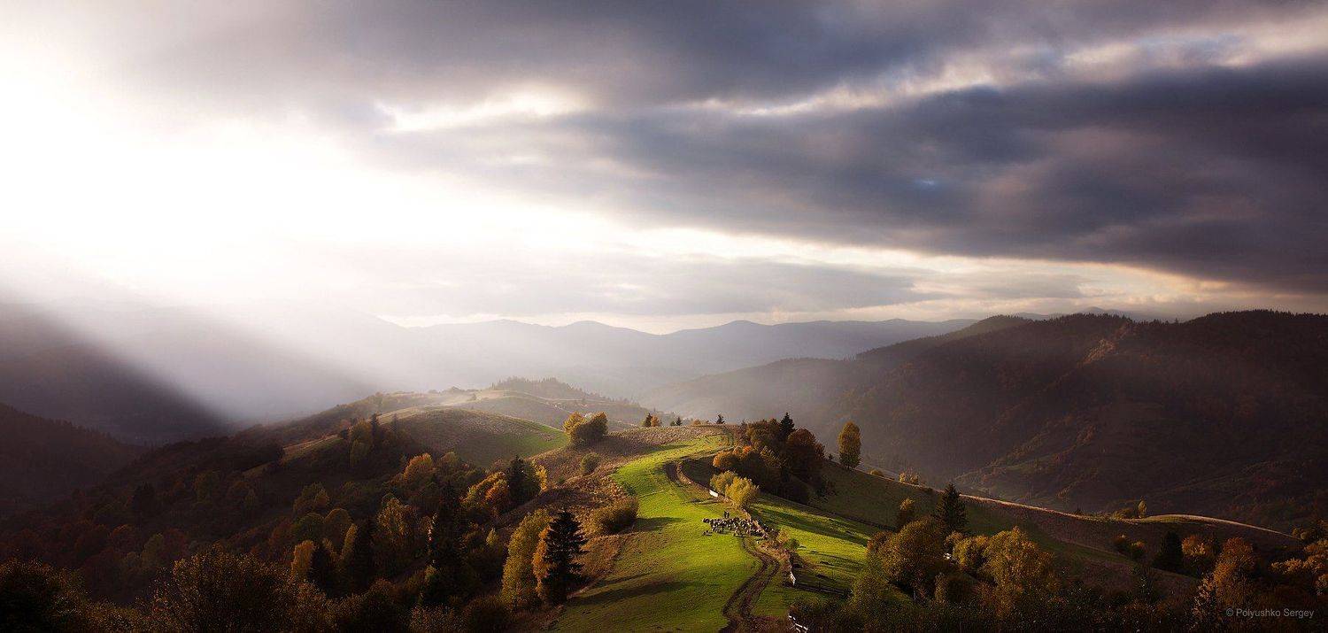 Горы, Закат, Карпаты, Украина, Полюшко Сергей