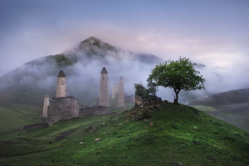 ингушетия, горная ингушетия, ингушские башни, заповедник эрзи, башенный комплекс Туманный Эрзи фото превью