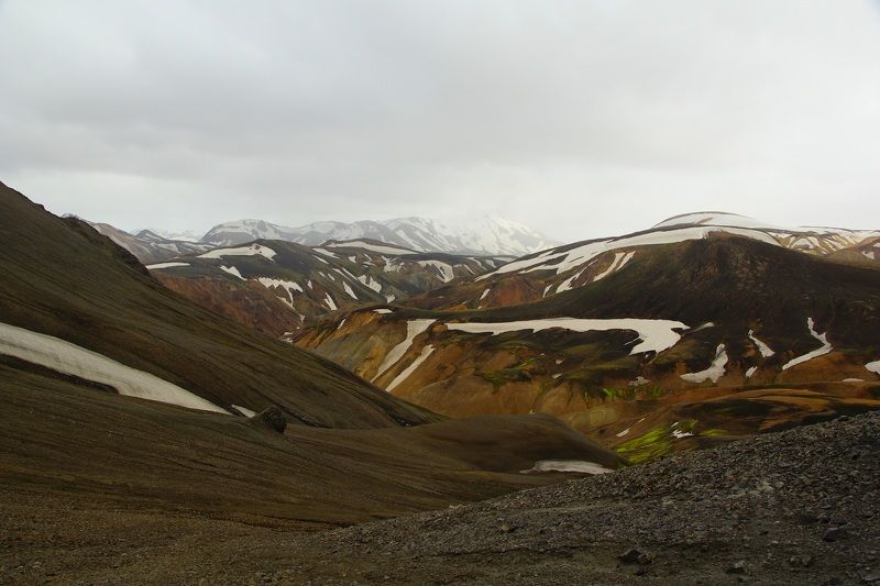 mountain, snow, hike, landscape, sky, color, hill, trekking, nature, Landmannalaugar фото превью