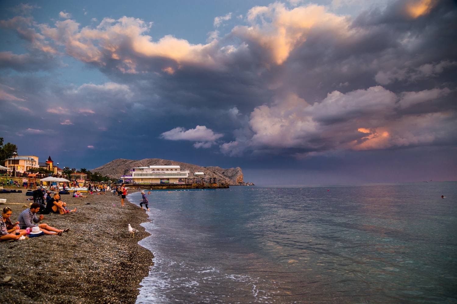 Черное море, Крым, Судак, пляж, вечер, пейзаж, Юрий Морозов